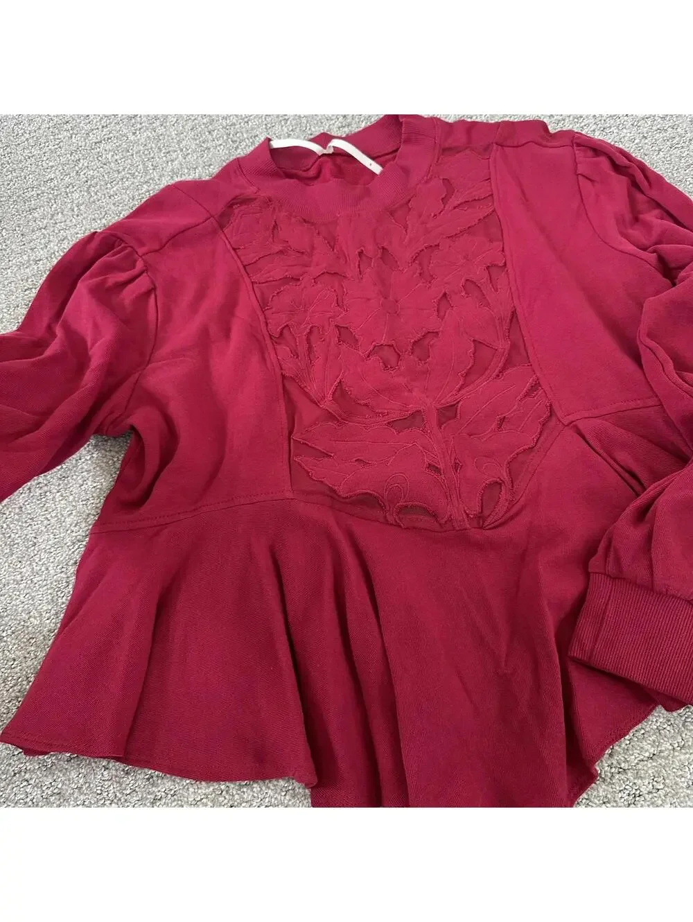 NWOT Lace Cutwork Swing Top Anthropologie Wine Small